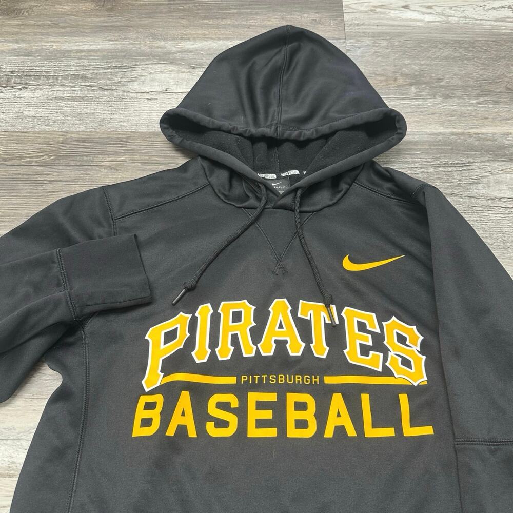 Nike Dri Fit‎ MLB Pittsburgh Pirates Black Mens S Pullover Baseball Hoodie EUC